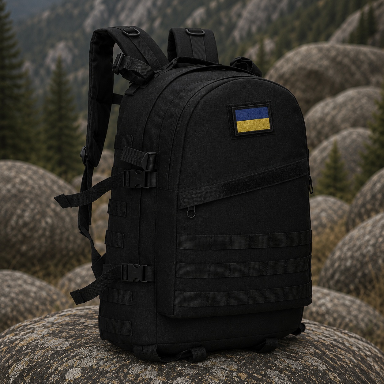 Тактичний чорний рюкзак Balfour 45L